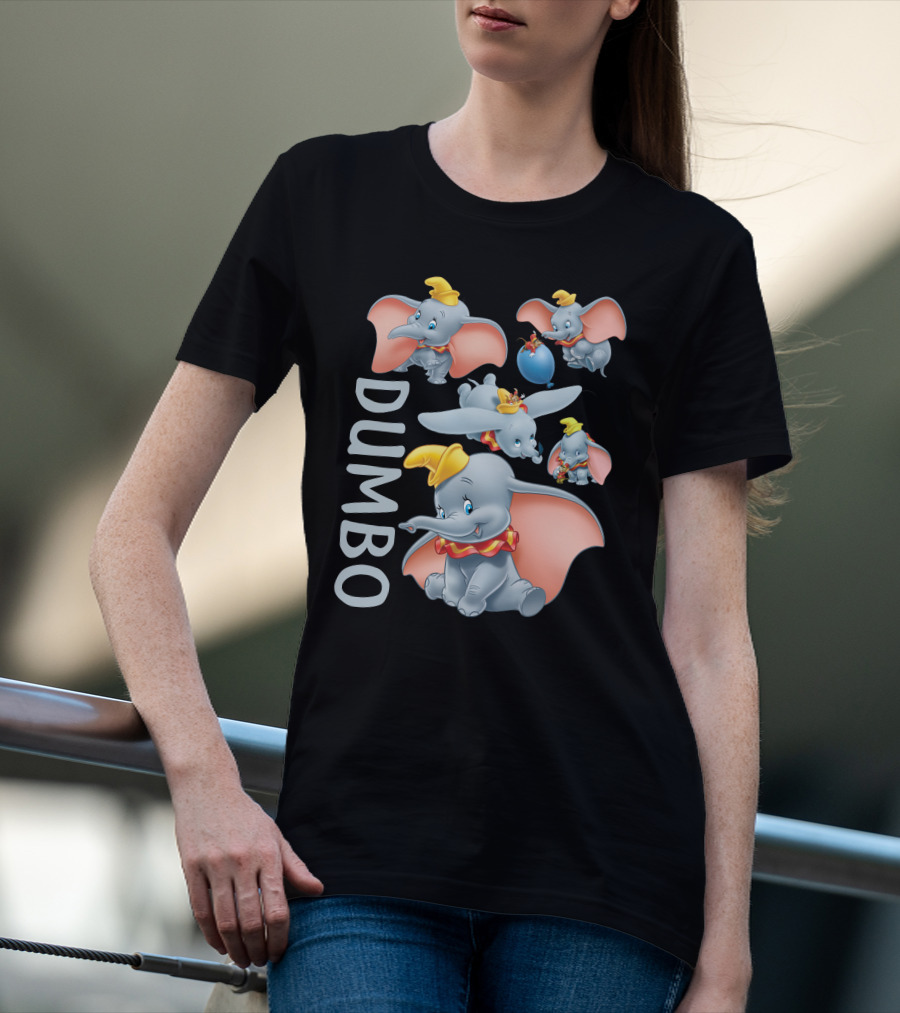 Dumbo Cute Flying Elephant With Yellow Hat And Pink Ears T-Shirt