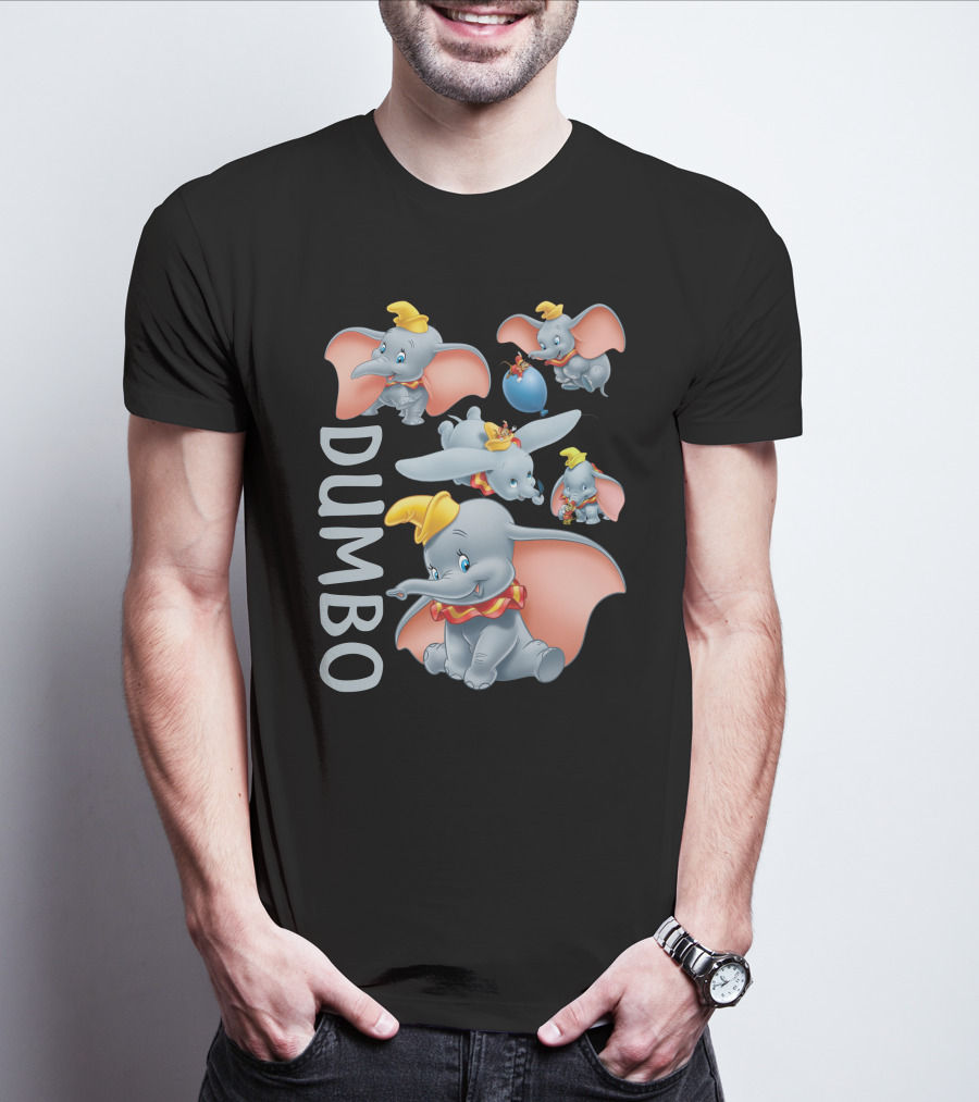 Dumbo Cute Flying Elephant With Yellow Hat And Pink Ears T-Shirt