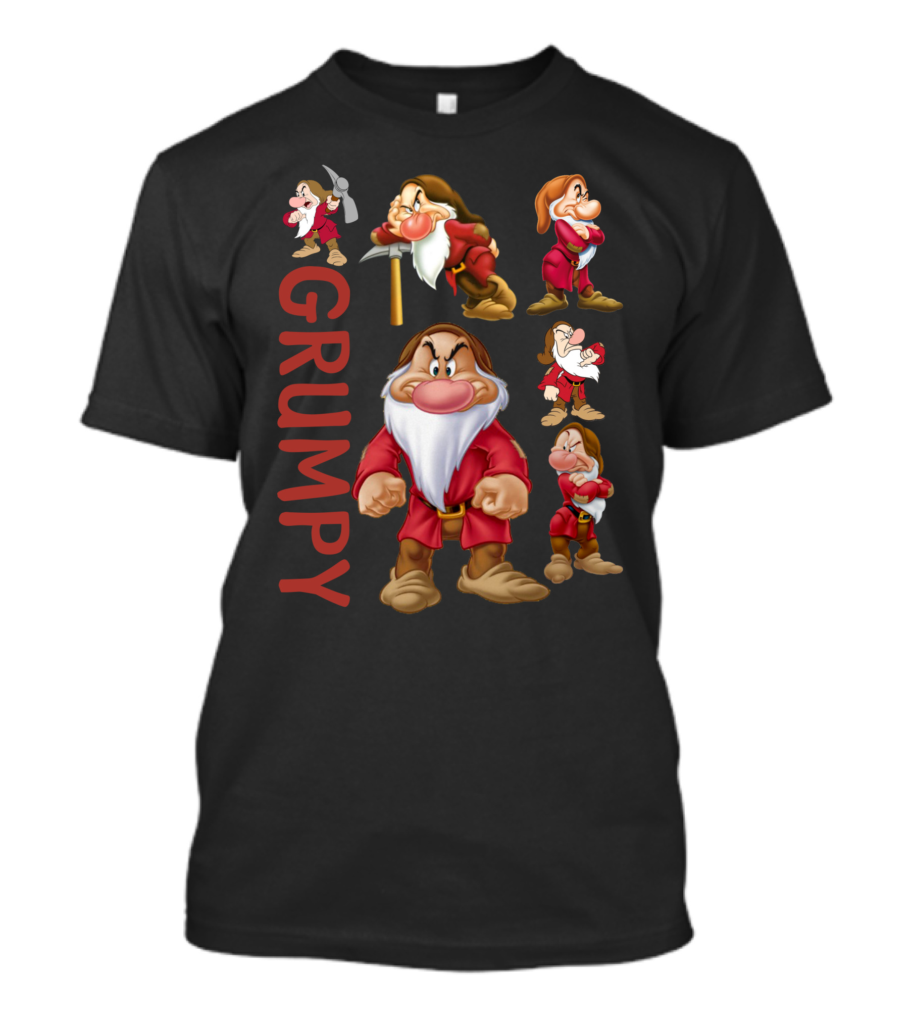 Grumpy Seven Dwarf Character Multiple Poses Classic Disney Mood T-Shirt