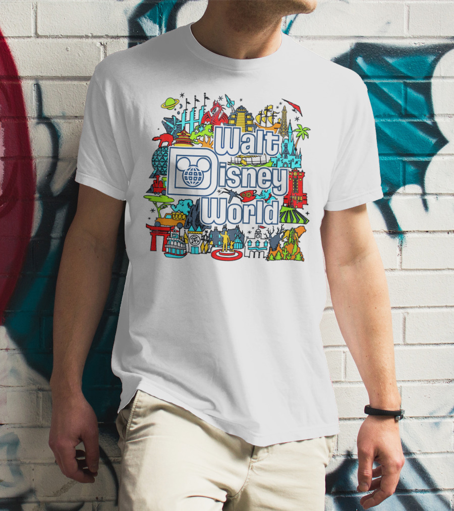 Walt Disney World Landmarks And Attractions Collage T-Shirt