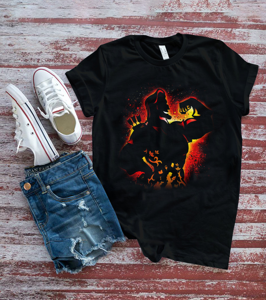 Hercules Silhouette With Mythical Elements And Fiery T-Shirt