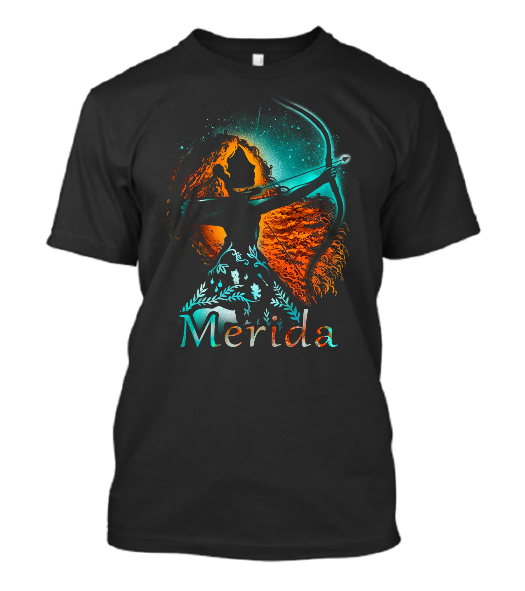 Merida Archer Silhouette With Bow And Fiery Hair T-Shirt