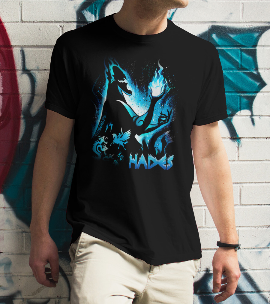 Hades Flaming Skull Creature Mythology Pegasus Lightning T-Shirt