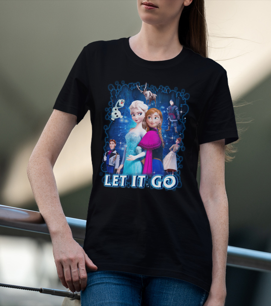 Frozen Let It Go Elsa Anna Olaf Kristoff Sven Disney Characters T-Shirt