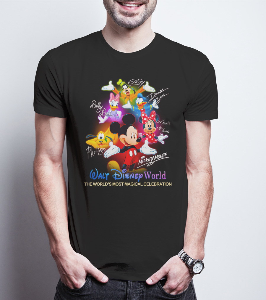Walt Disney World Mickey Mouse Minnie Mouse Donald Duck Daisy Duck Goofy Pluto The World's Most Magical Celebration T-Shirt