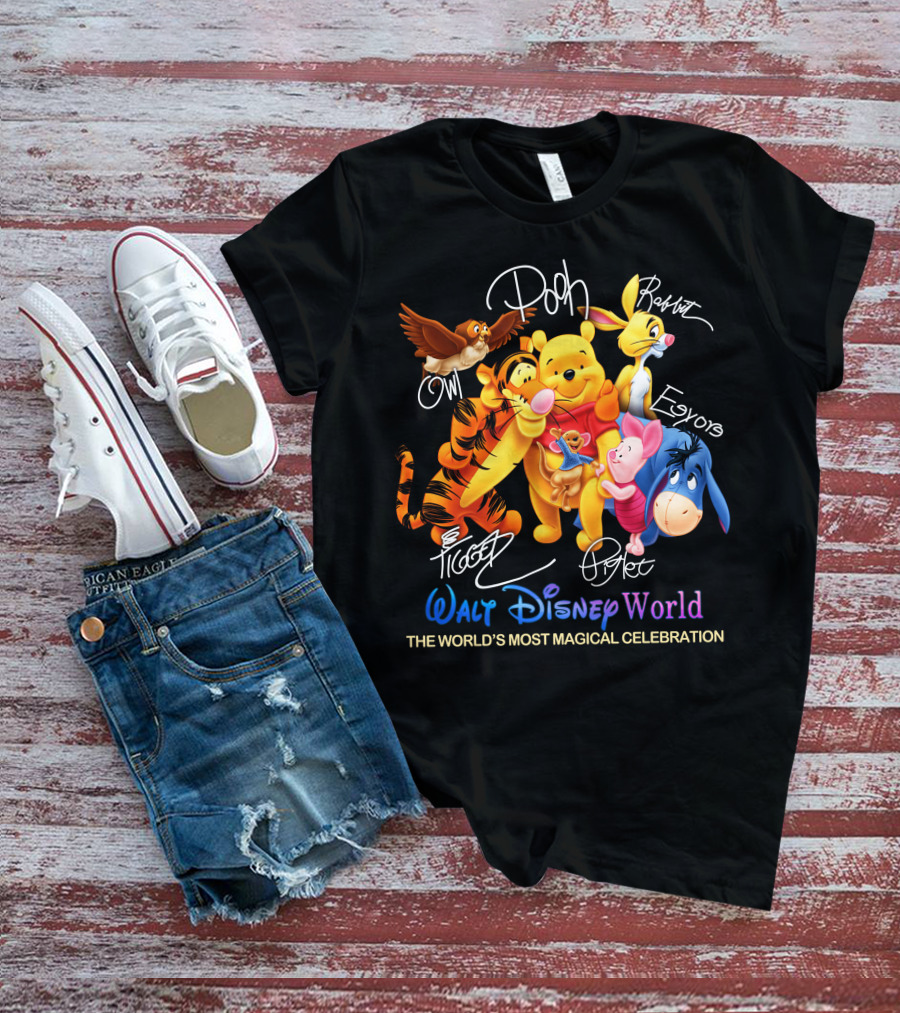 Walt Disney World Pooh Tigger Piglet Eeyore Rabbit Owl The World's Most Magical Celebration T-Shirt