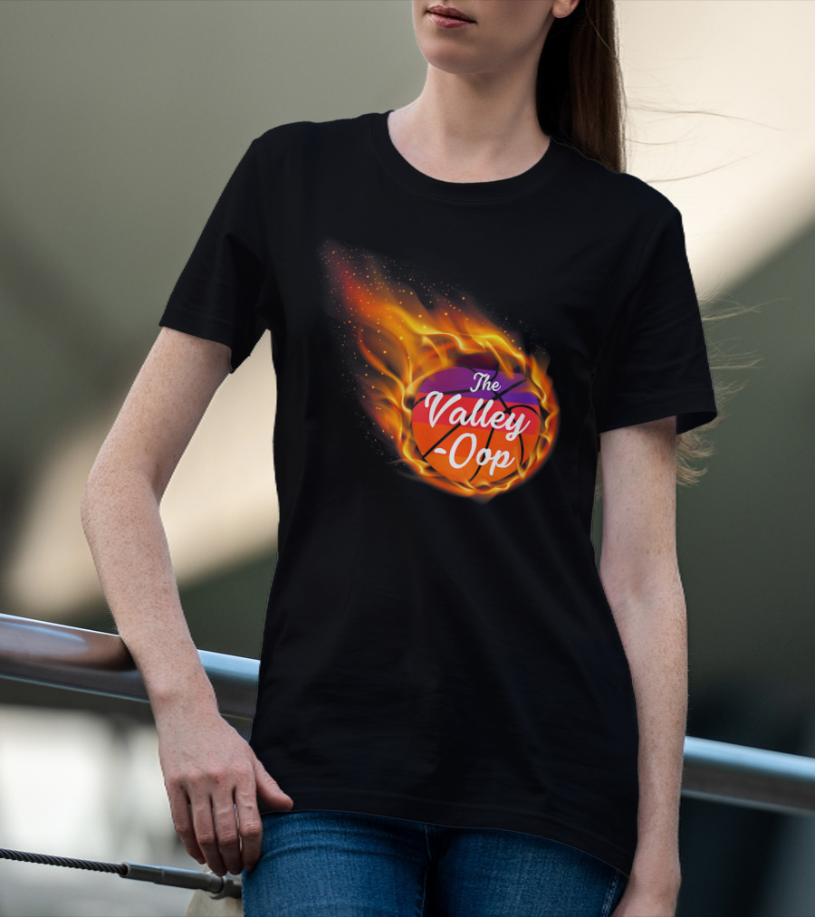 Phx The Valley-Oop Basketball Flame Style T-Shirt