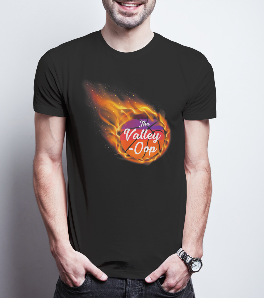 Phx The Valley-Oop Basketball Flame Style T-Shirt