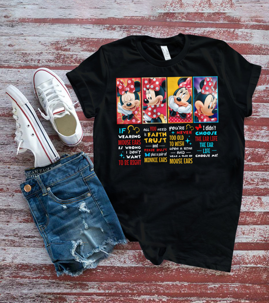 Minnie Mouse Ears Faith Trust Pixie Dust Star Wish Choose Life T-Shirt