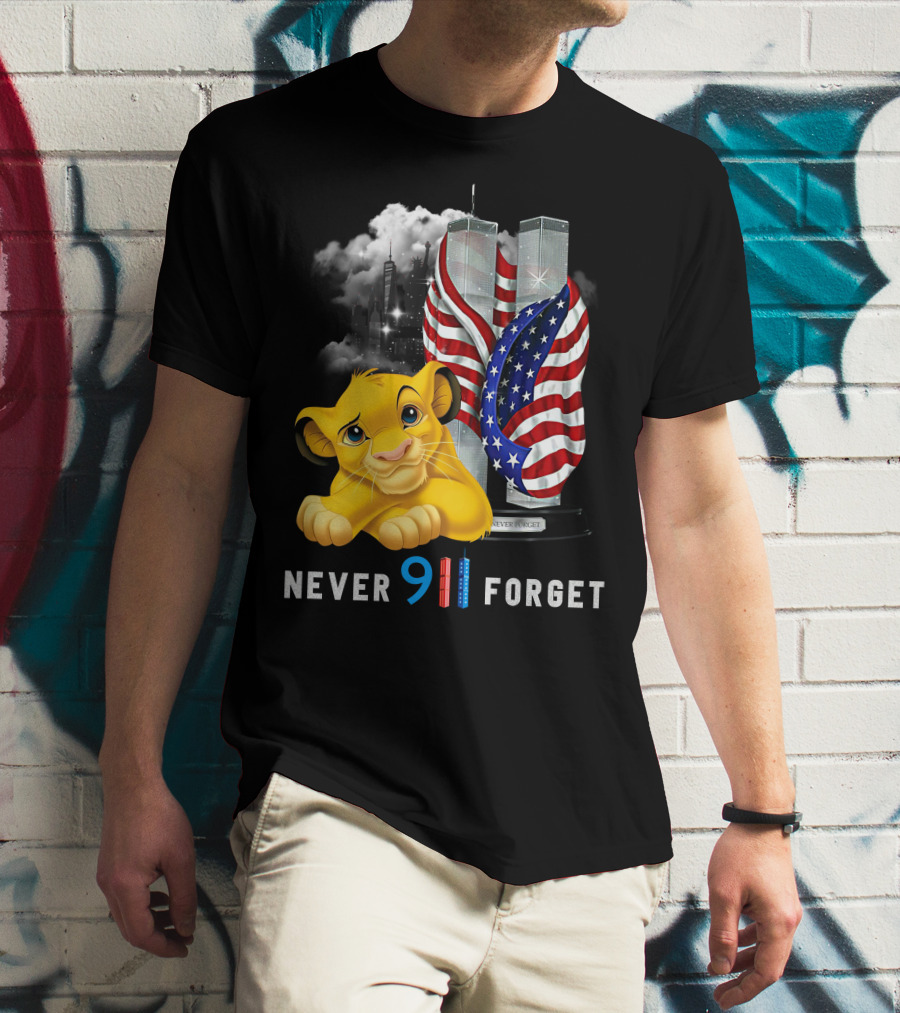 Simba-D Never 911 Forget Twin Towers American Flag T-Shirt