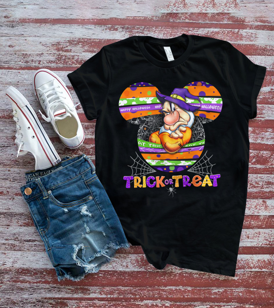 Grumpy-D Happy Halloween Trick Or Treat Mickey Ears Halloween Hat Theme T-Shirt