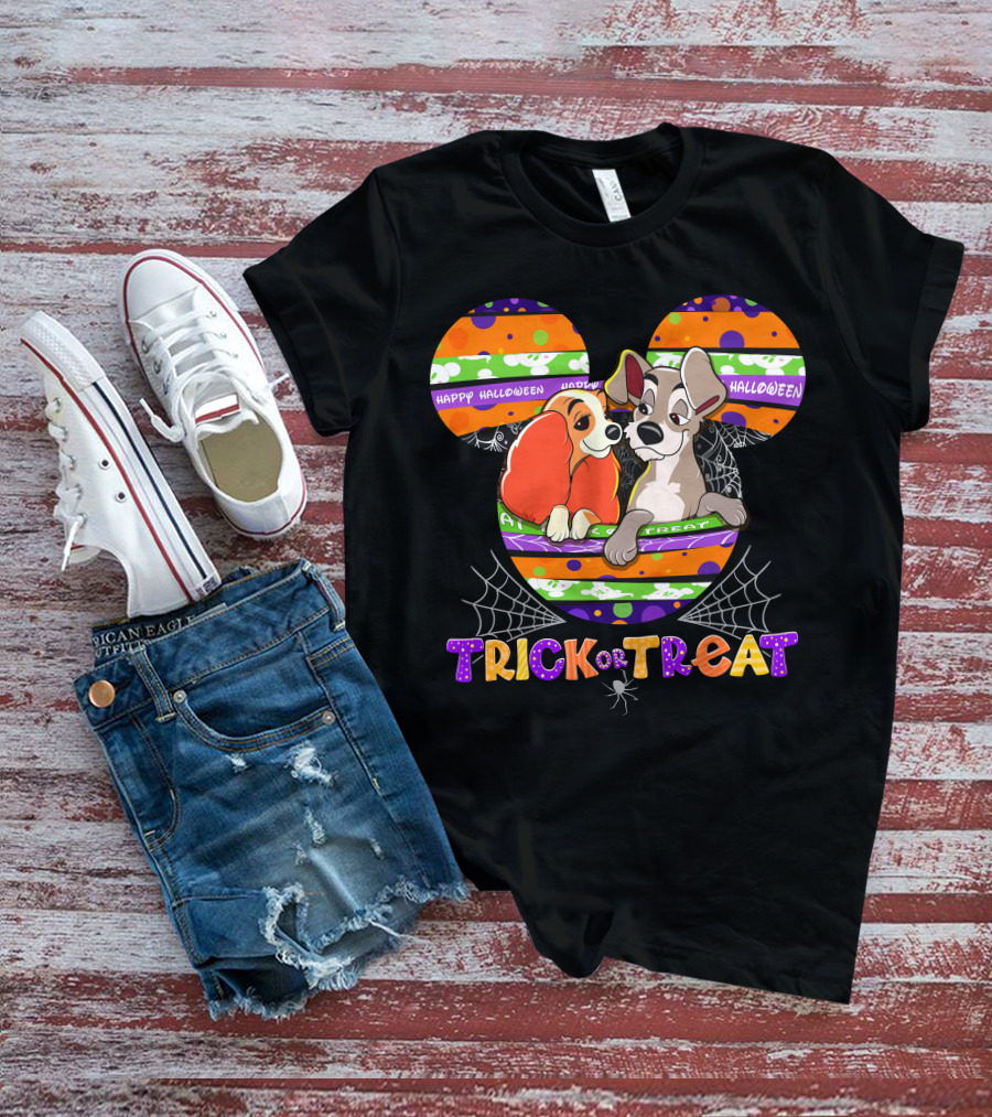 Trick Or Treat Lady And The Tramp Happy Halloween T-Shirt