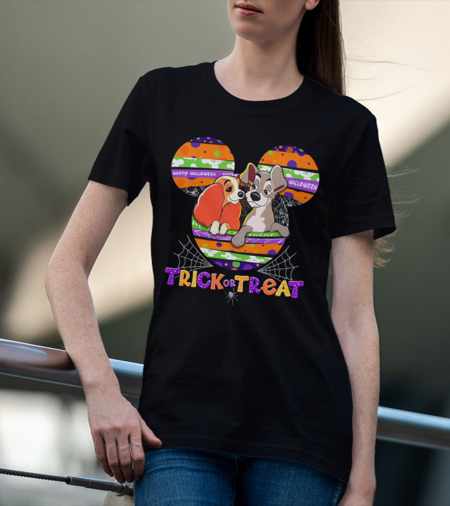 Trick Or Treat Lady And The Tramp Happy Halloween T-Shirt