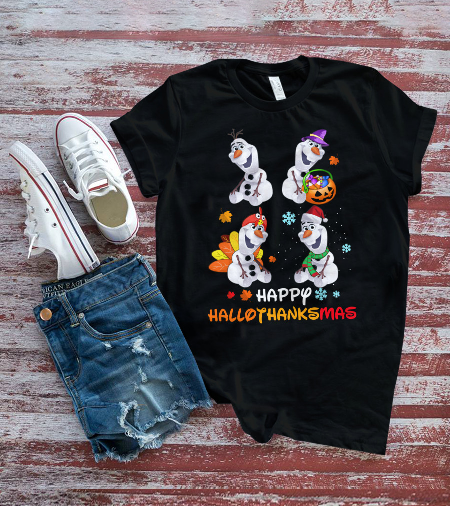 Olaf Happy Hallothanksmas Fall Winter Holiday Celebration T-Shirt