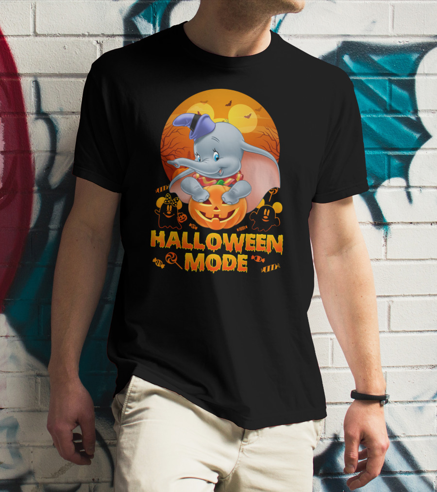 Dumbo Halloween Mode Pumpkin Ghosts Candy Bats Cartoon Magic T-Shirt