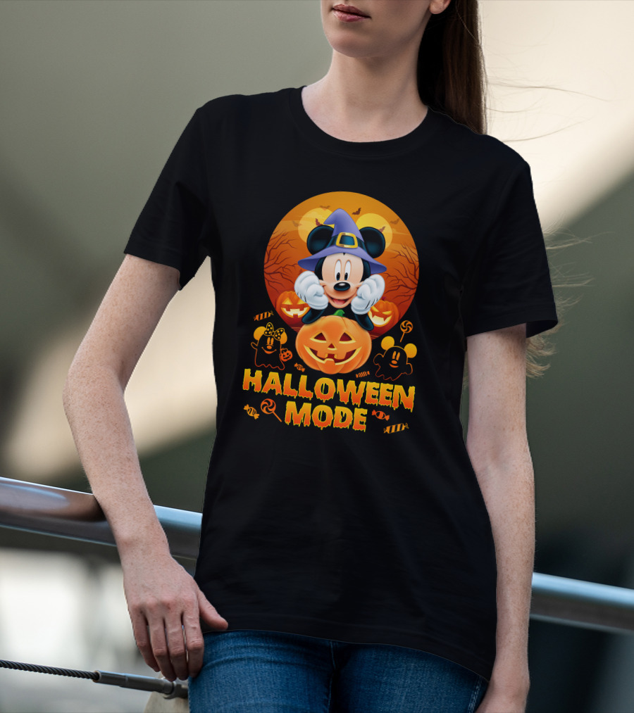 Mickey Halloween Mode Pumpkin Witch Hat Candy Ghosts T-Shirt