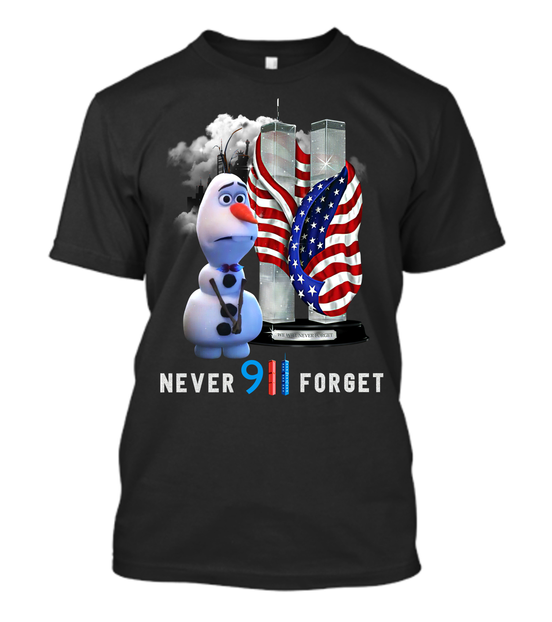 Never 911 Forget Olaf Twin Towers American Flag T-Shirt