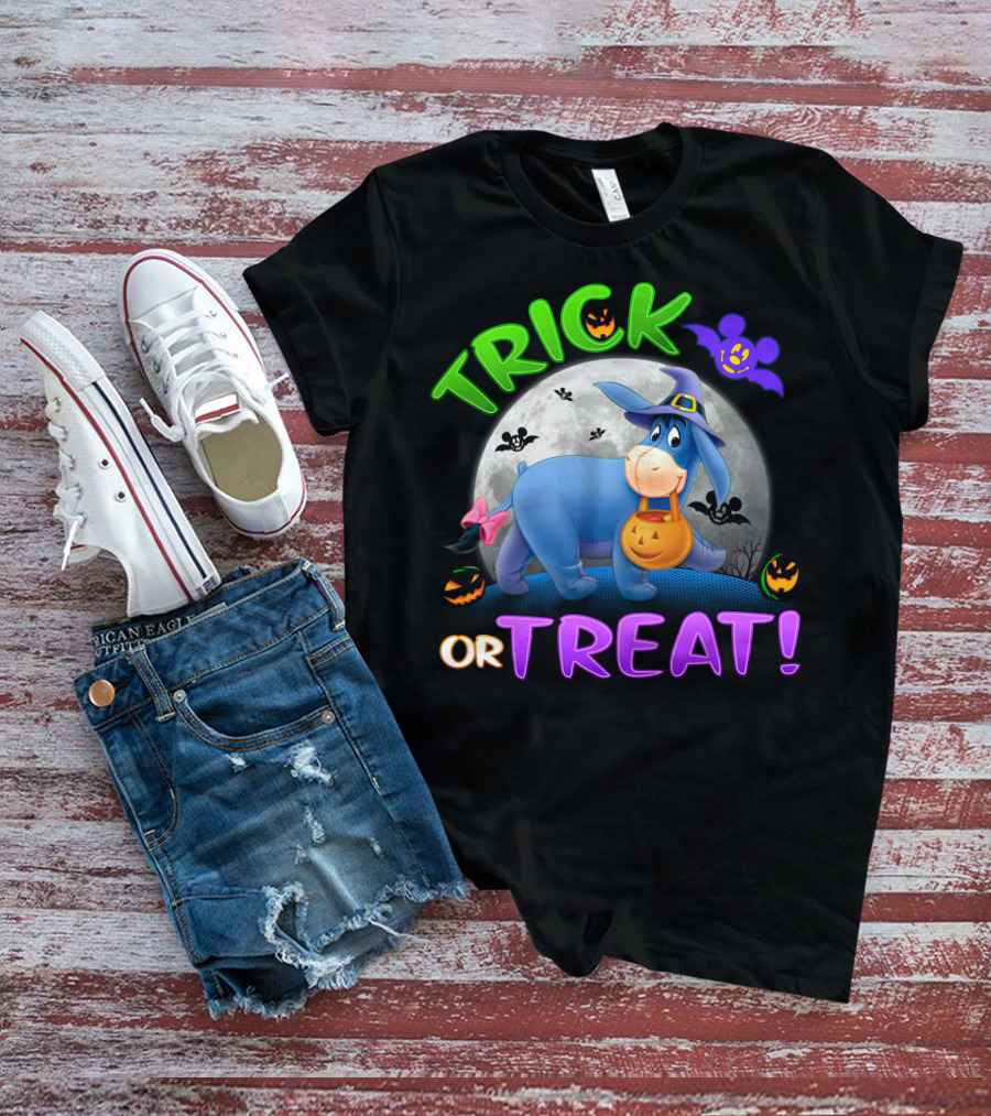 Trick Or Treat Eeyore Halloween Bat Moon Pumpkin T-Shirt