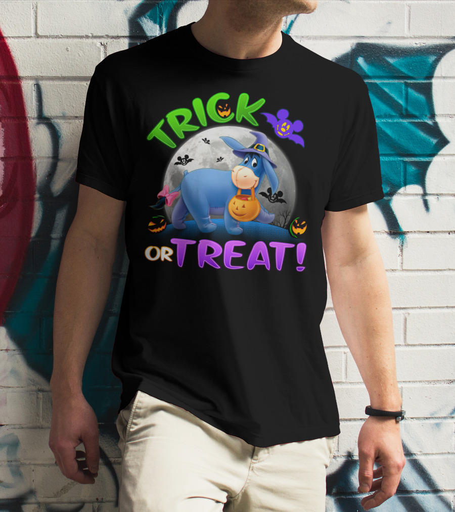Trick Or Treat Eeyore Halloween Bat Moon Pumpkin T-Shirt