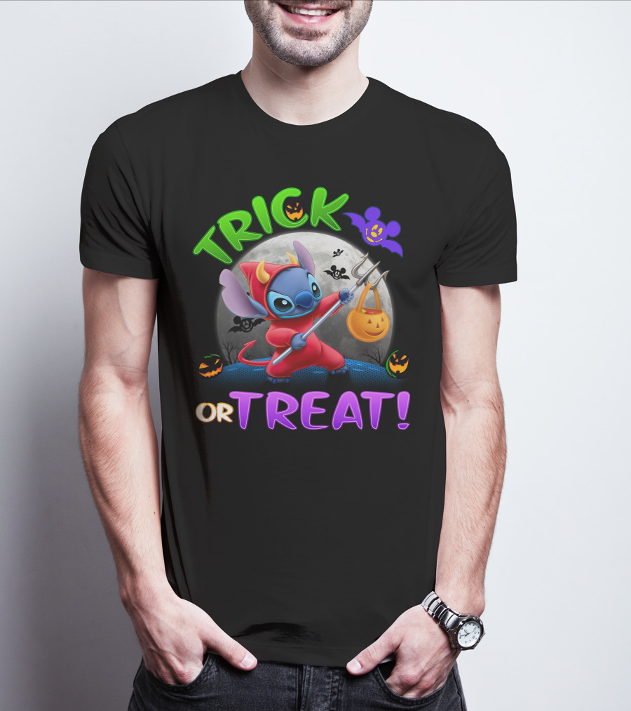 Trick Or Treat Stitch Halloween Bat Pumpkins Moon Costume T-Shirt