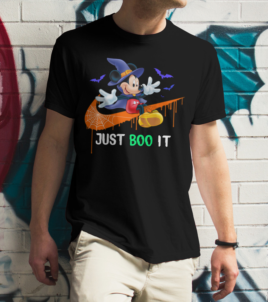 Just Boo It Halloween Mickey Witch Nike Swoosh T-Shirt
