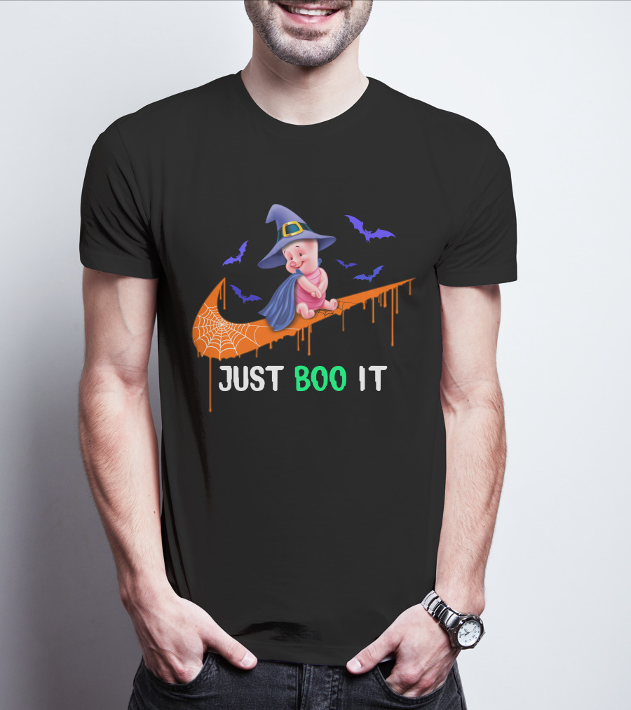 Just Boo It Piglet Halloween Witch Hat Nike Swoosh T-Shirt