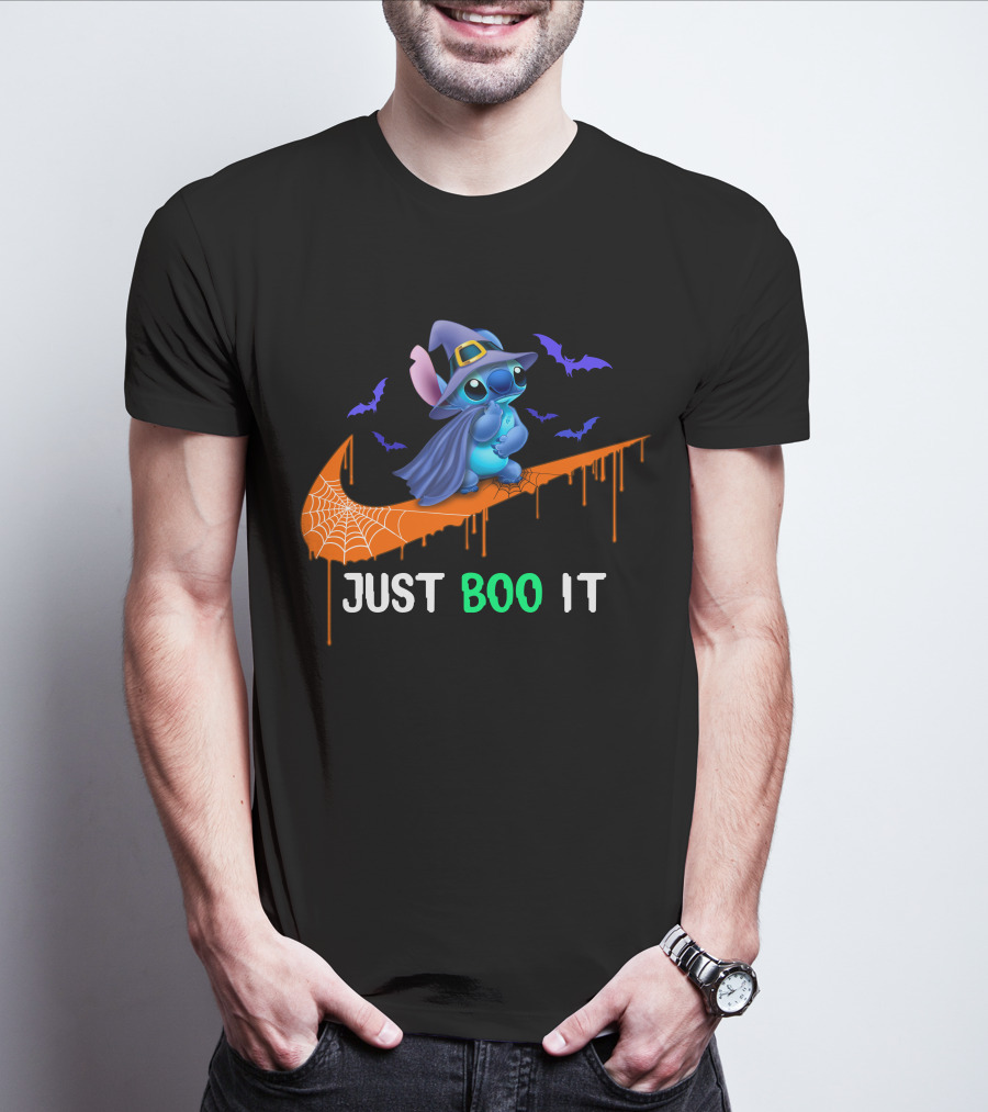 Just Boo It Halloween Stitch Witch Bat Nike Swoosh T-Shirt