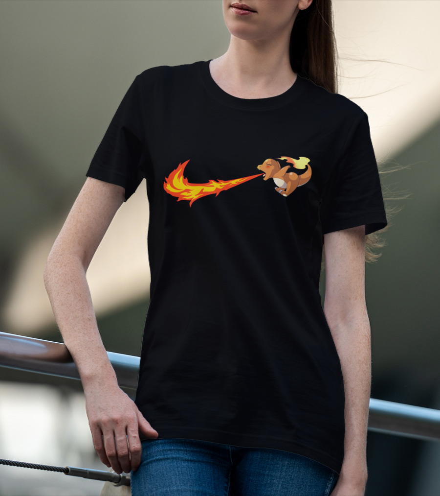 Charmander Fire-Breathing Nike-Inspired Flame T-Shirt