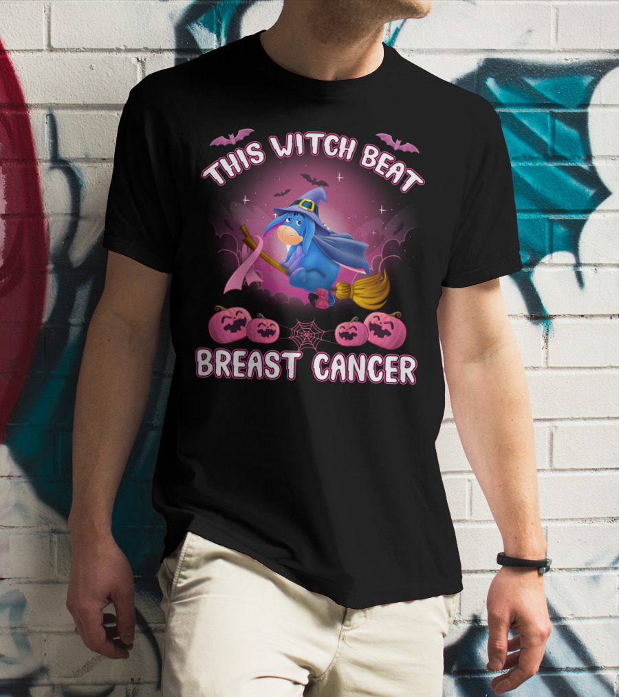 This Witch Beat Breast Cancer Eeyore Broomstick Pumpkins Bat T-Shirt
