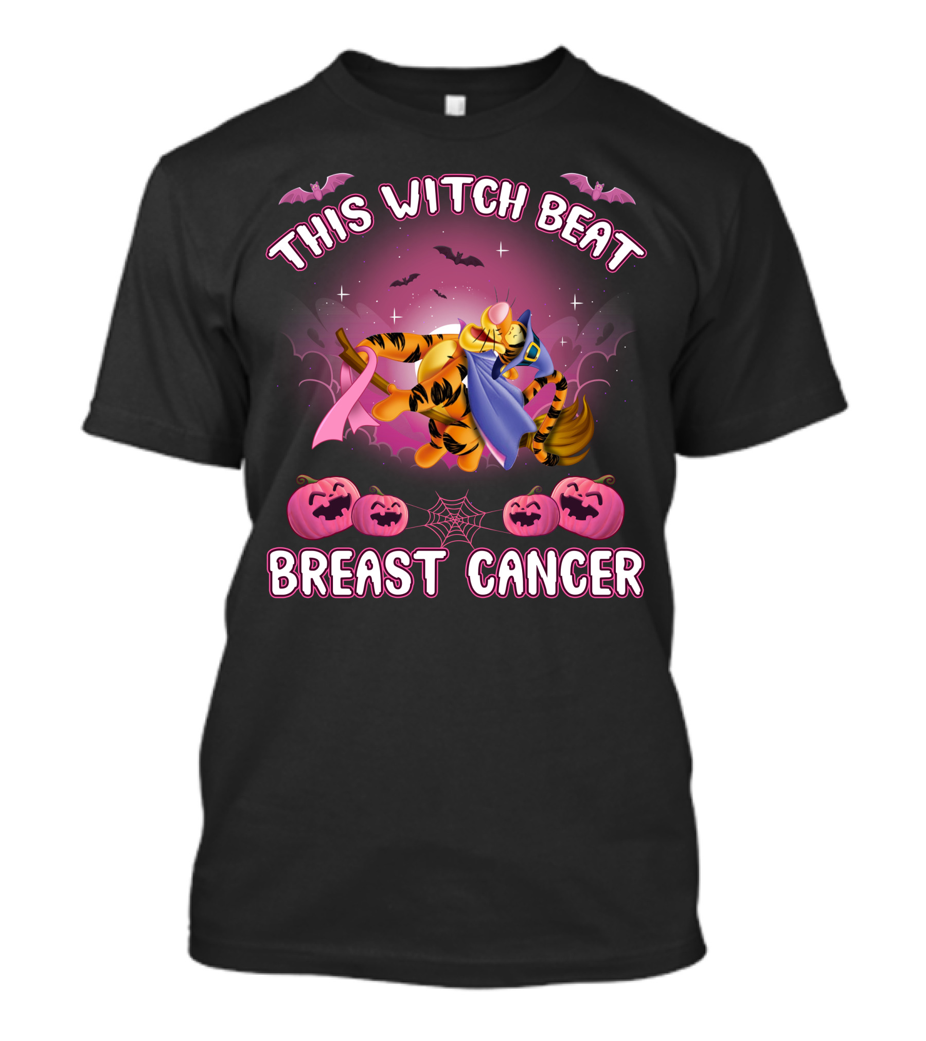 This Witch Beat Breast Cancer Tigger Pink Ribbon Halloween T-Shirt