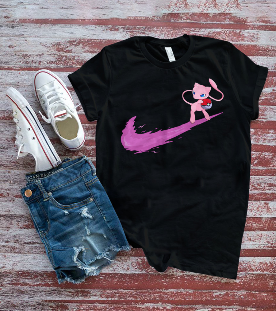 Mew Pokemon Nike Swoosh Pokeball Crossover T-Shirt