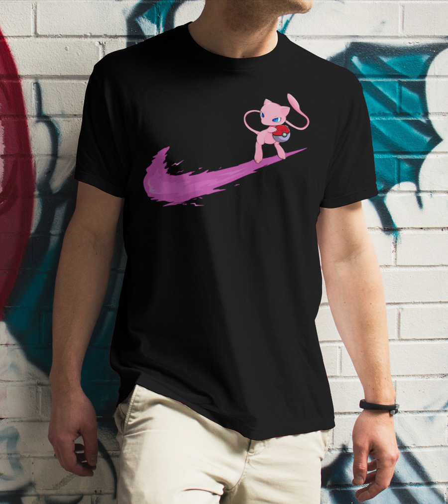 Mew Pokemon Nike Swoosh Pokeball Crossover T-Shirt