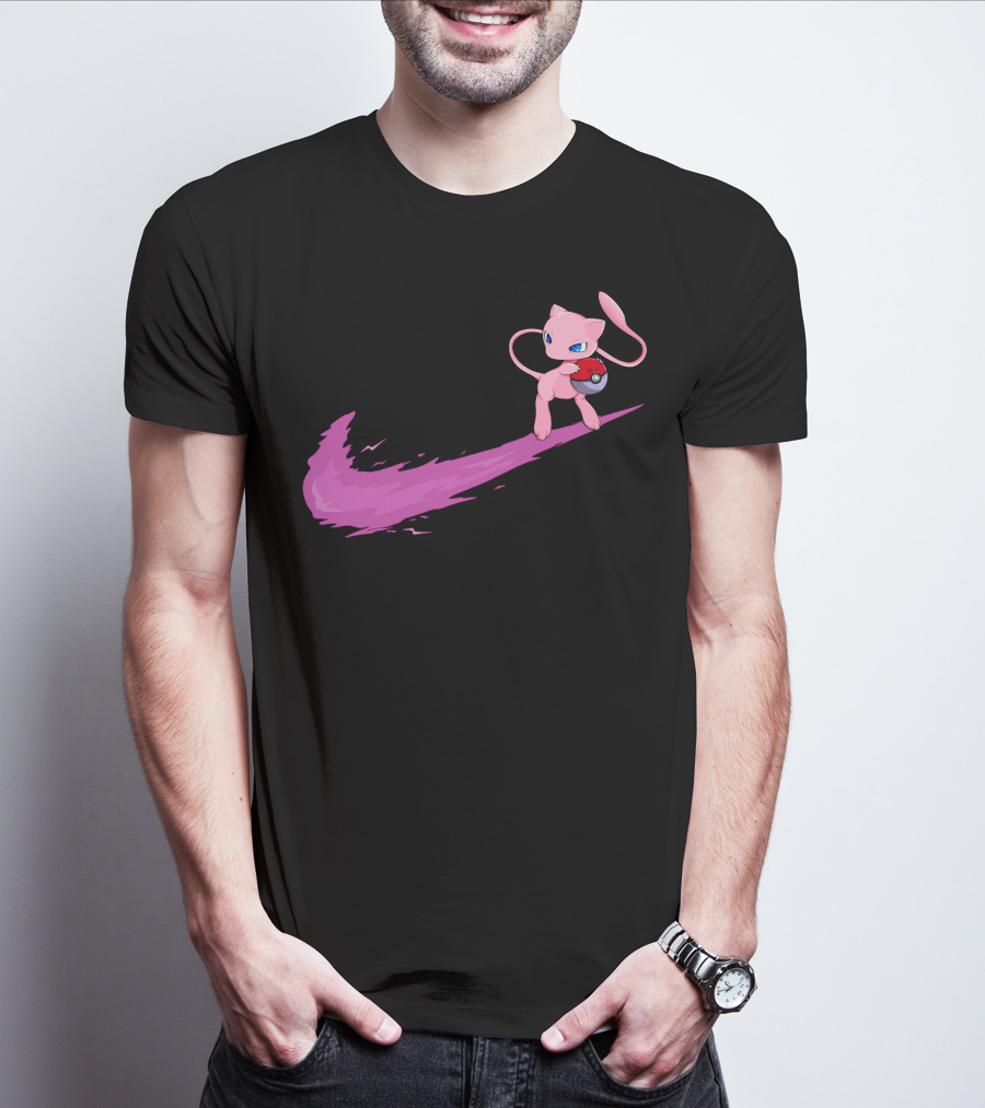 Mew Pokemon Nike Swoosh Pokeball Crossover T-Shirt