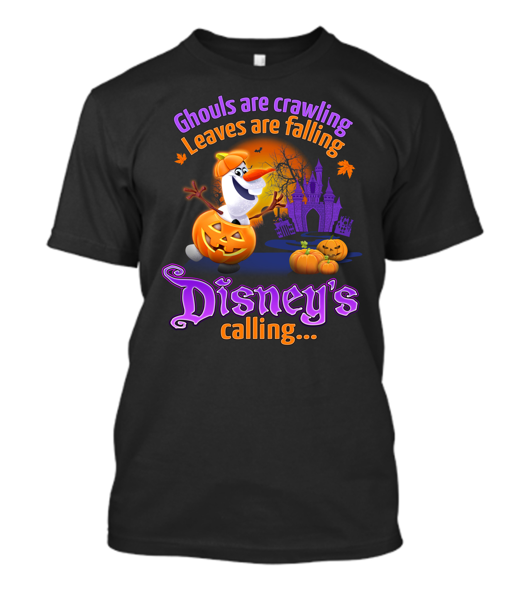 Ghouls Are Crawling Leaves Are Falling Disney's Calling Olaf Pumpkin Castle T-Shirt