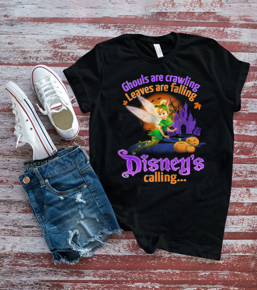 Ghouls Are Crawling Leaves Are Falling Disney's Calling Tinker Bell Halloween Theme T-Shirt