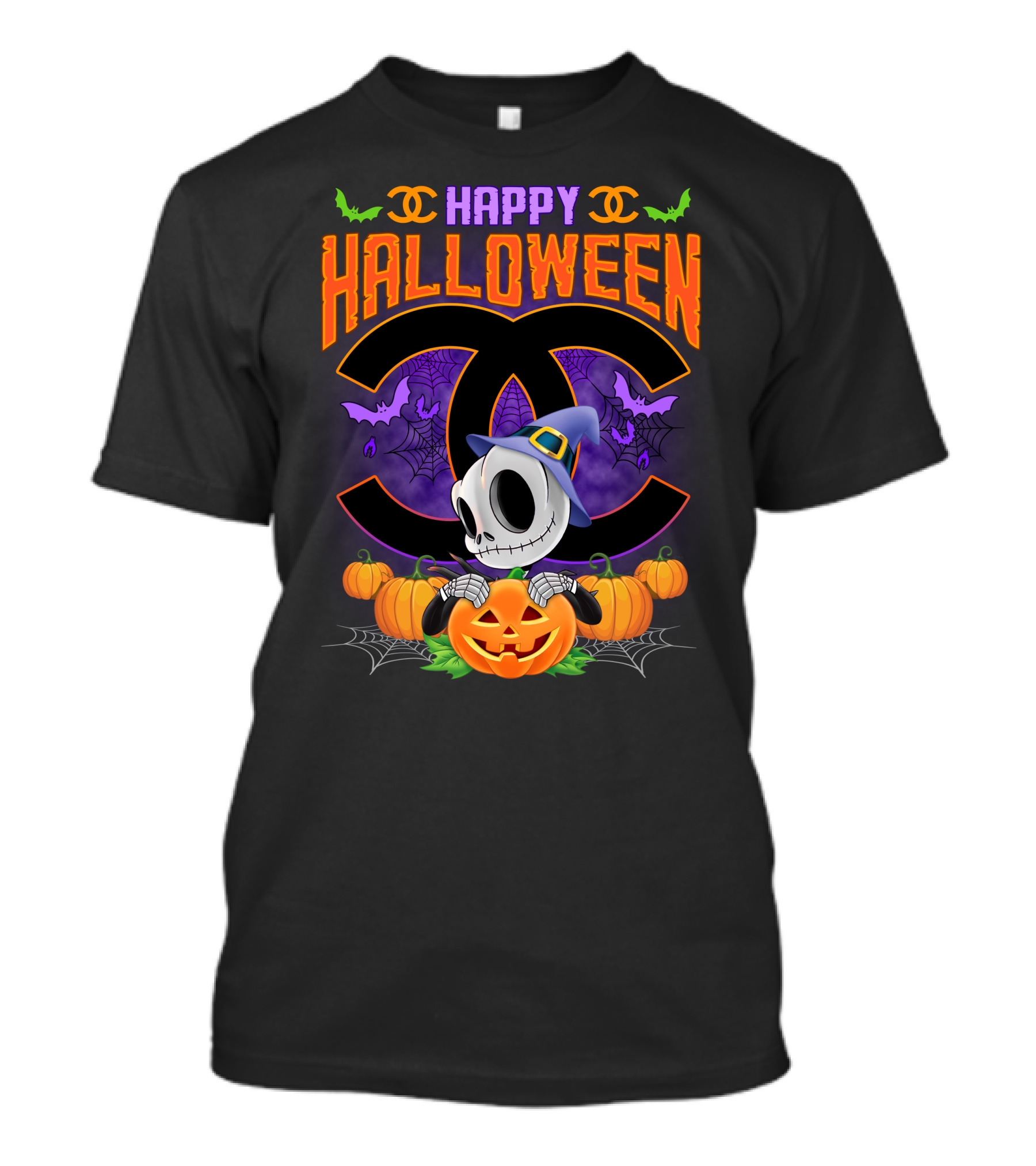 Jack Happy Halloween Pumpkin Skeleton Witch Hat T-Shirt
