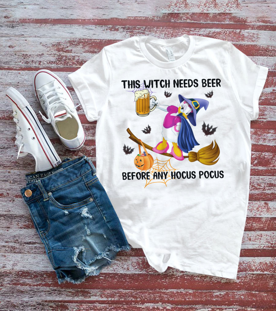 This Witch Needs Beer Before Any Hocus Pocus Daisy T-Shirt