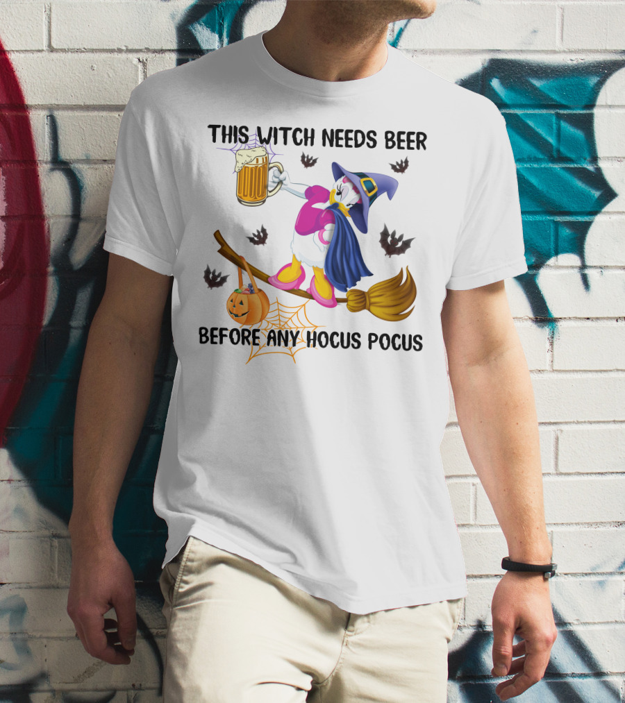 This Witch Needs Beer Before Any Hocus Pocus Daisy T-Shirt