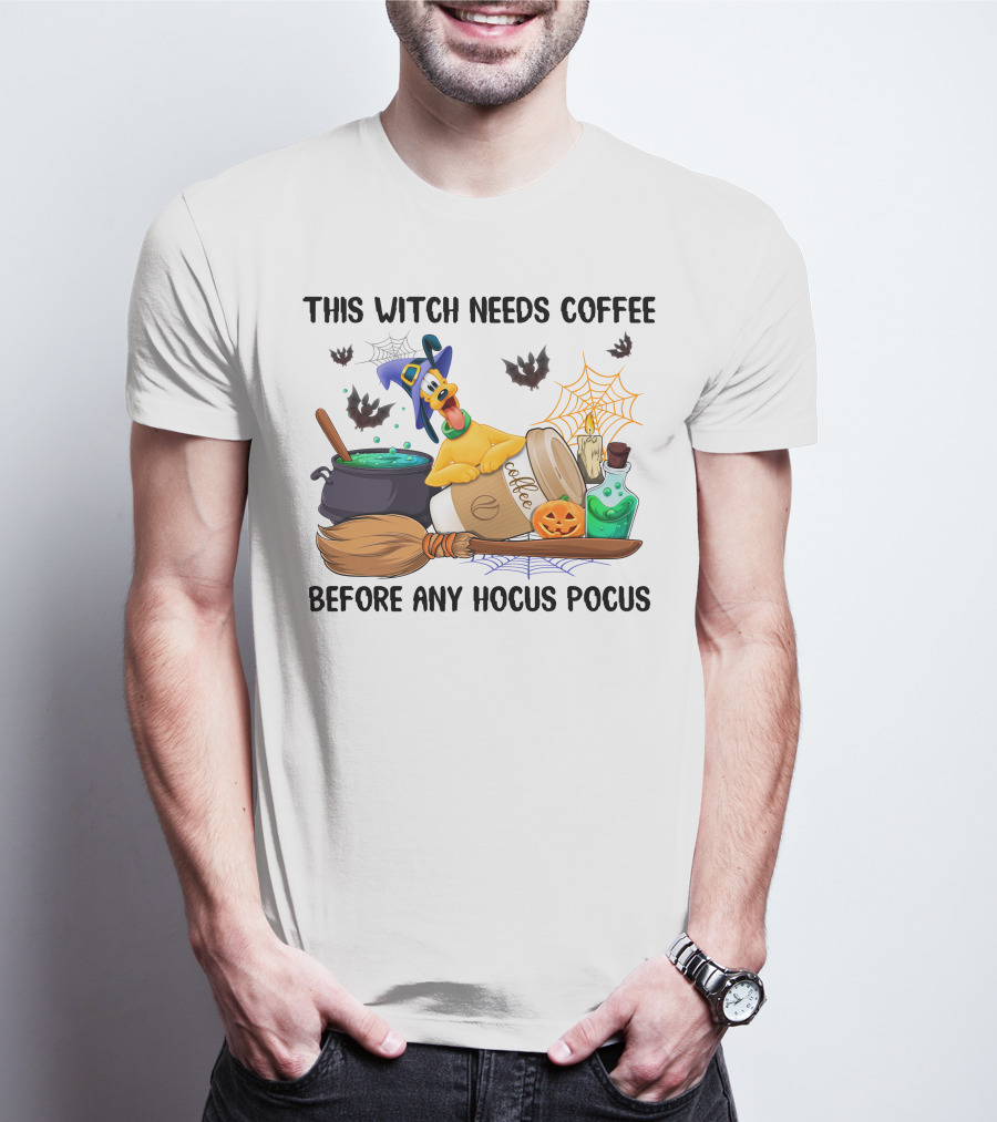 This Witch Needs Coffee Before Any Hocus Pocus Pluto Halloween T-Shirt