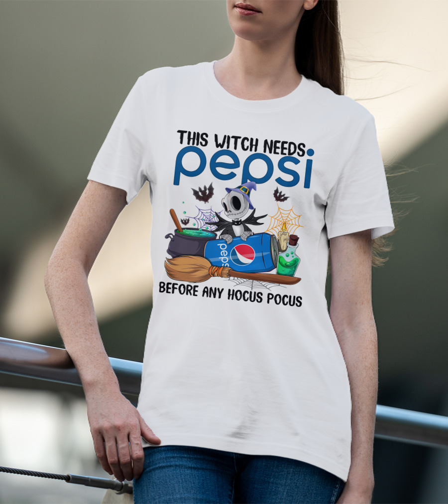 This Witch Needs Pepsi Before Any Hocus Pocus Jack Skellington T-Shirt