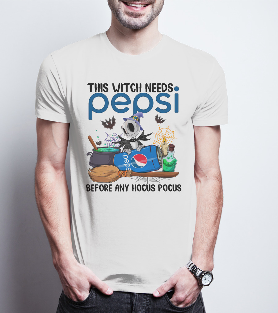 This Witch Needs Pepsi Before Any Hocus Pocus Jack Skellington T-Shirt