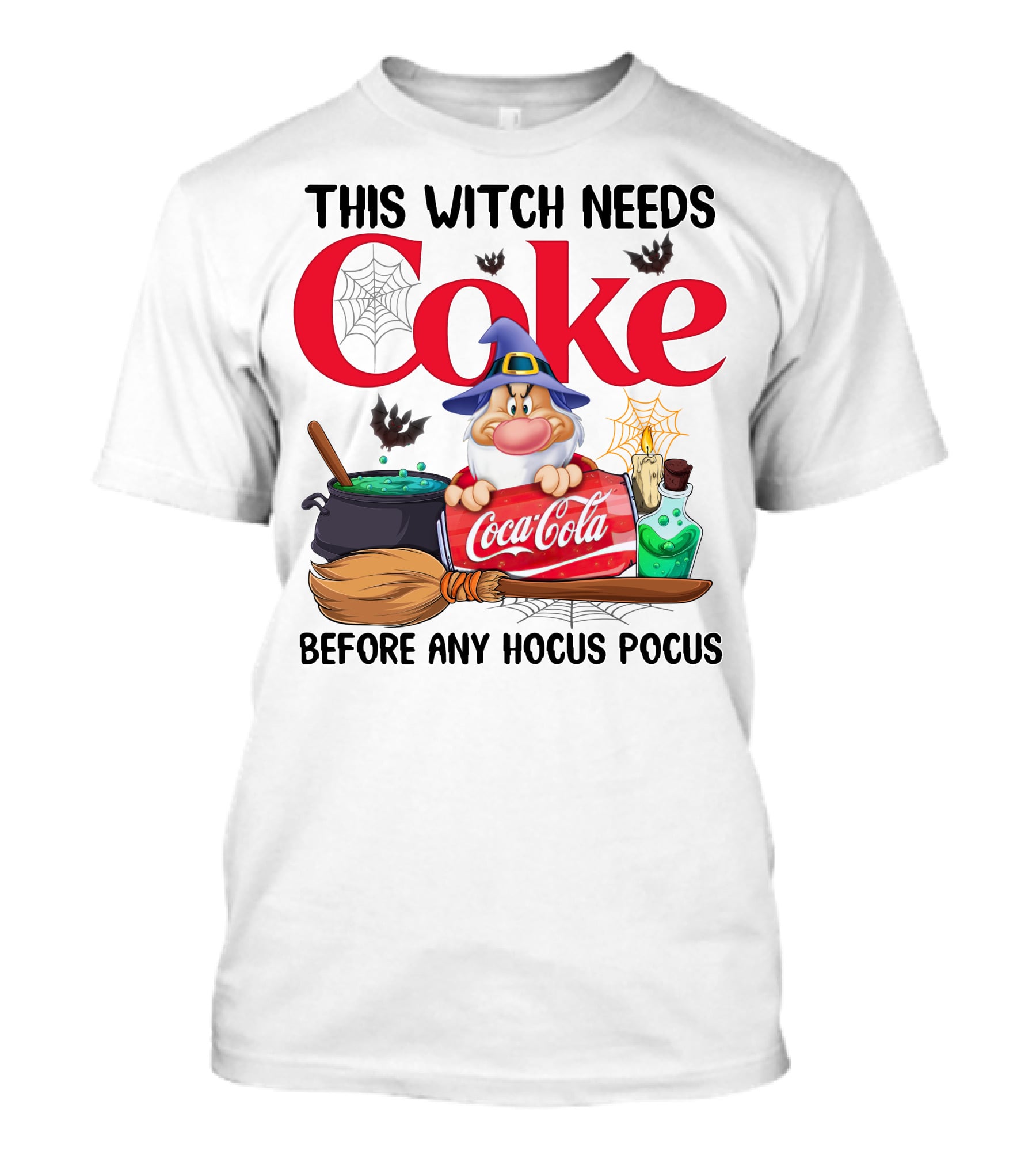 This Witch Needs Coke Before Any Hocus Pocus With Grumpy Dwarf And Cauldron Scene T-Shirt