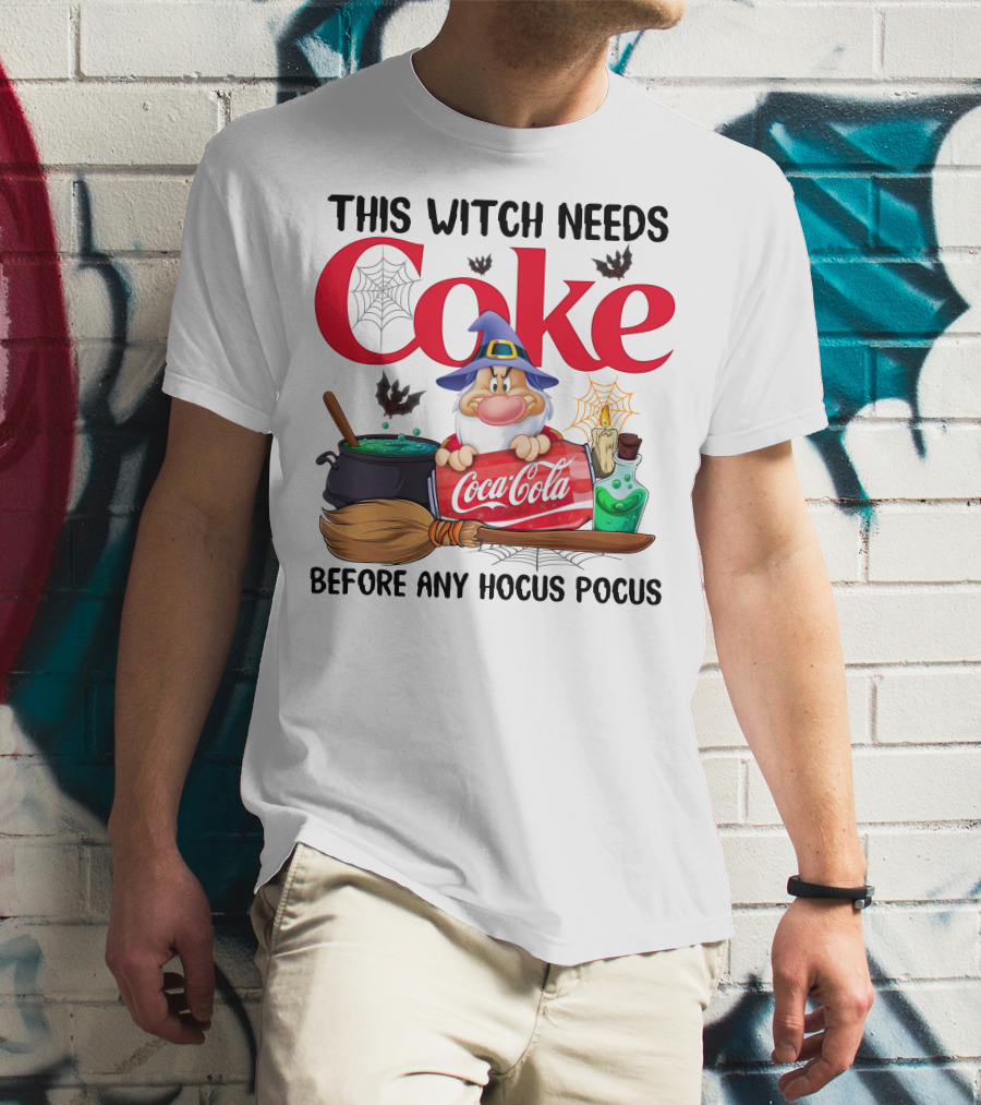 This Witch Needs Coke Before Any Hocus Pocus With Grumpy Dwarf And Cauldron Scene T-Shirt