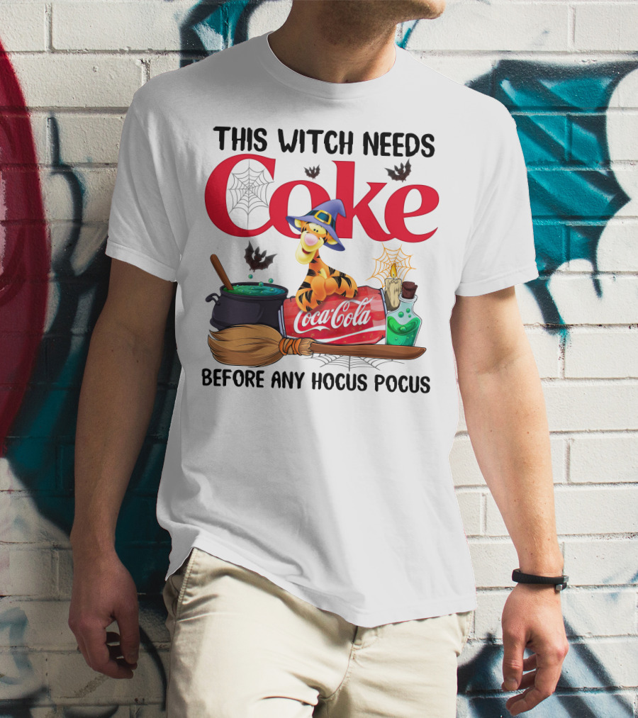 This Witch Needs Coke Before Any Hocus Pocus Coca-Cola Tigger Halloween T-Shirt