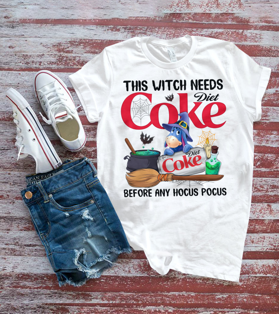 This Witch Needs Diet Coke Eeyore Before Any Hocus Pocus T-Shirt