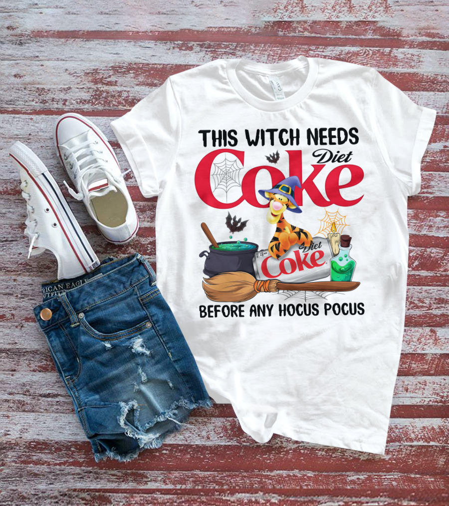 This Witch Needs Diet Coke Before Any Hocus Pocus Tigger T-Shirt