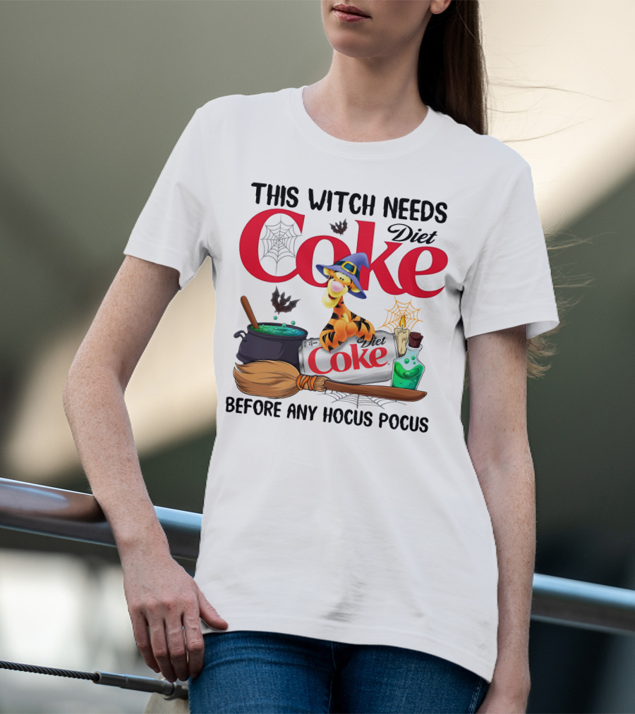 This Witch Needs Diet Coke Before Any Hocus Pocus Tigger T-Shirt