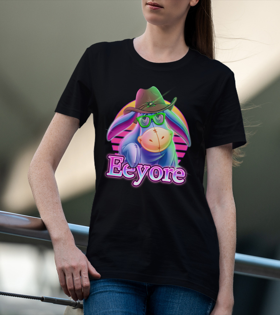 Eeyore Retro Neon Cowboy Hat And Glasses T-Shirt