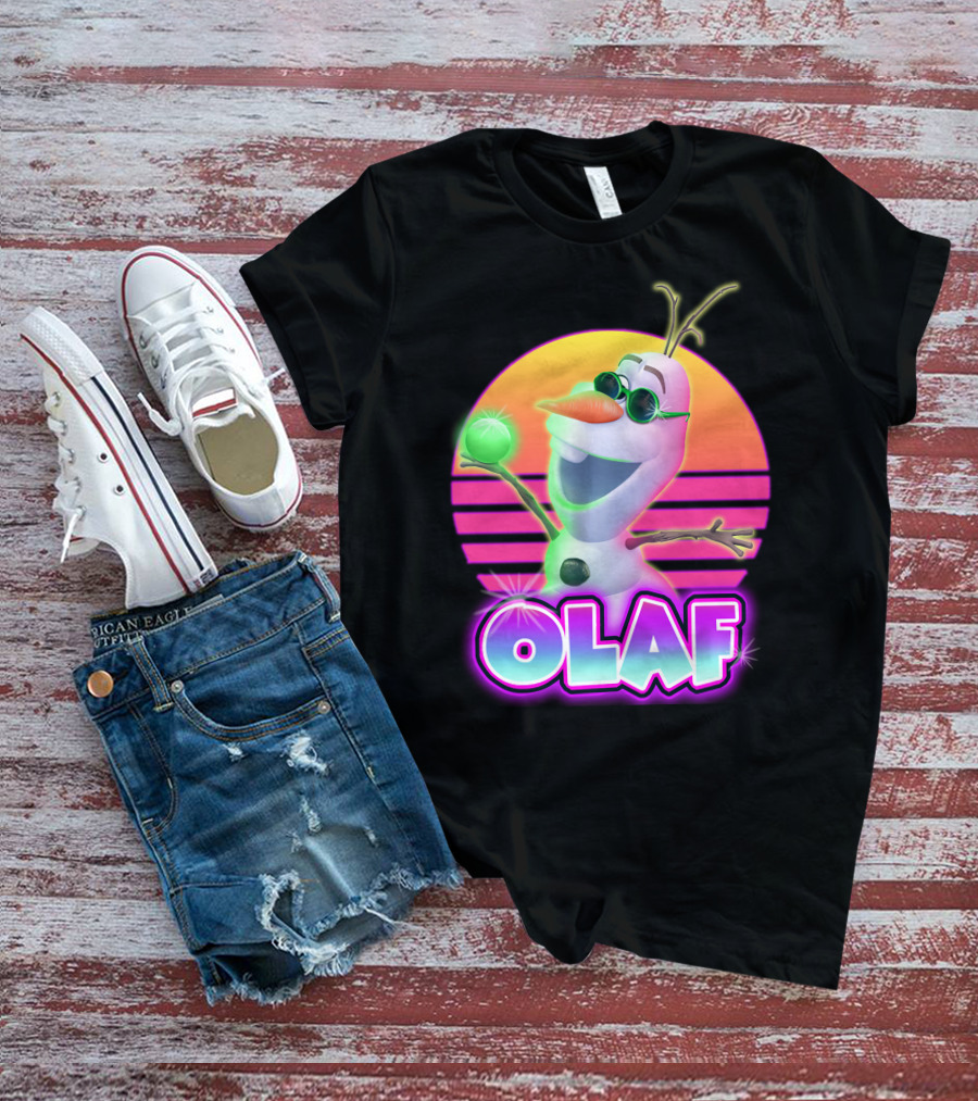 Olaf Neon Sunglasses Retro Sunset 80S Style T-Shirt