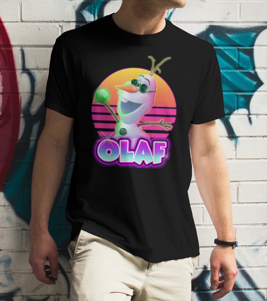 Olaf Neon Sunglasses Retro Sunset 80S Style T-Shirt